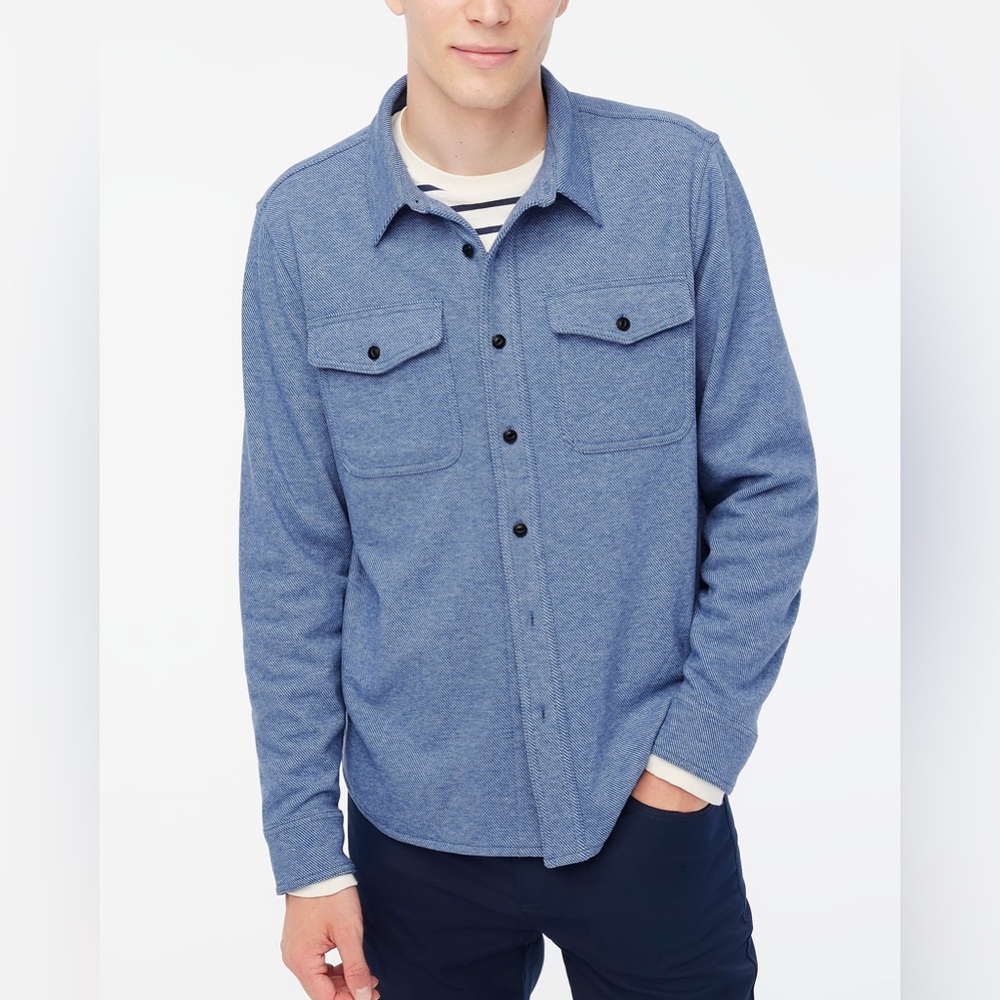 NWT J.Crew Factory Double-knit work shirt in Heather Blue